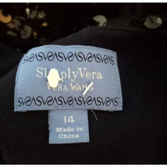 SIMPLY VERA VERA WANG NAVY BLUE DRESS SZ.14 EUC. GORGEOUS DRESS IN EXCELLENT US - Picture 6 of 7